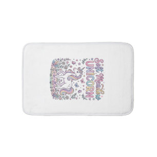 Unicorn Soft Meadow Unicorn Adorable Vector Design Bath Mat