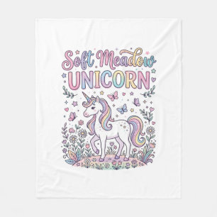 Unicorn Soft Meadow Unicorn Adorable Vector Design Fleece Blanket