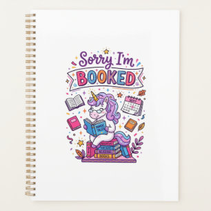 Unicorn Sorry I'm Booked Retro Style Print on Dema Planner