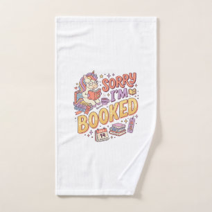 Unicorn Sorry I'm Booked Whimsical Zazzle Design_1 Hand Towel