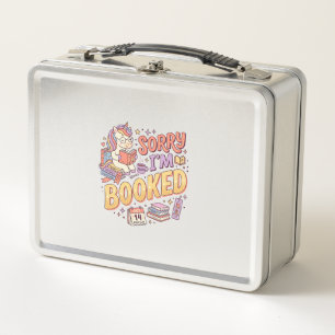Unicorn Sorry I'm Booked Whimsical Zazzle Design_1 Metal Lunch Box