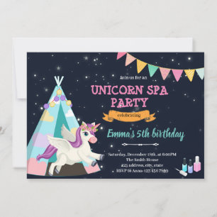 Unicorn spa sleepover invitation
