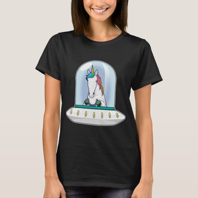Unicorn Spaceship Space T-Shirt (Front)