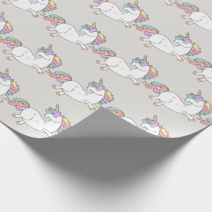 Unicorn Sparkl Glitter Pink Sweet Candy Baby Grey Wrapping Paper