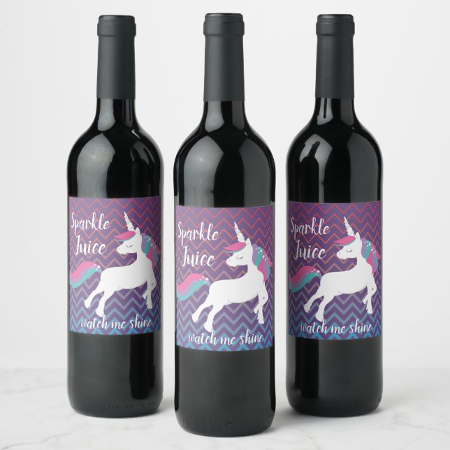 Unicorn Sparkle Juice Wine Label (Bottles)