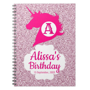 Unicorn Sparkle Monogram Name Notebook