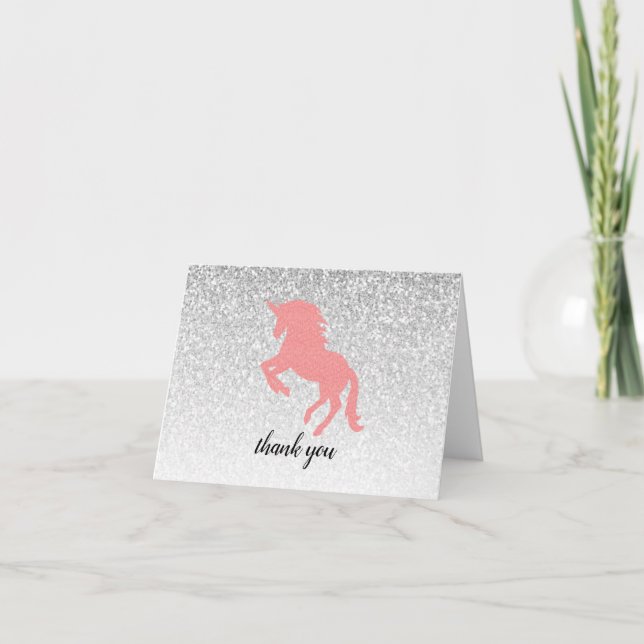 Unicorn Sparkles Happy Birthday Party Thank You Card (Front)