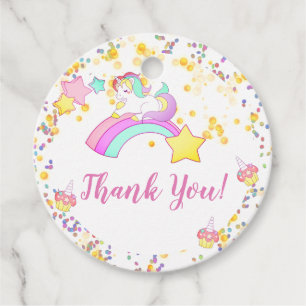 Unicorn, Sparkling Stars, Cupcakes and Confetti Favour Tags