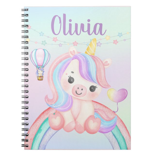 Unicorn Spiral Notebook – Whimsical Pastel Design  (Front)
