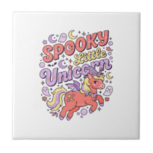 Unicorn Spooky Little Unicorn Whimsical White Back Ceramic Tile