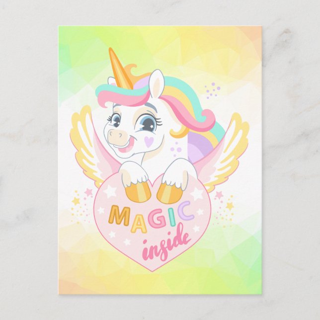 Unicorn spring magical unicorns summer vacation holiday postcard (Front)