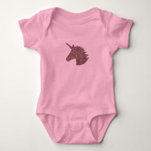 Unicorn Sprinkle Print Pink Baby Bodysuit