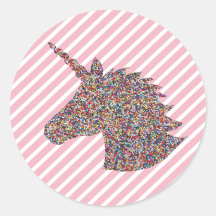 Unicorn Sprinkles Happy Birthday Stripe Stickers