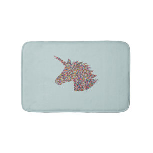 Unicorn Sprinkles Turquoise Bath Mat