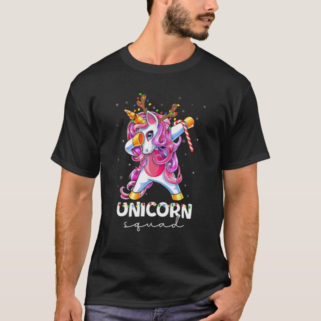 Unicorn Squad Christmas Family Matching Pajamas Fo T-Shirt (Front)