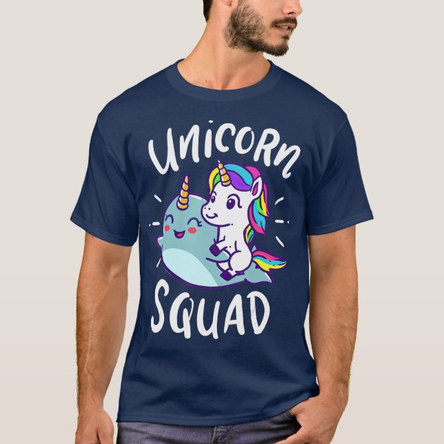 Unicorn Squad Narwhal Funny Cute Birthday Party T-Shirt (Front)