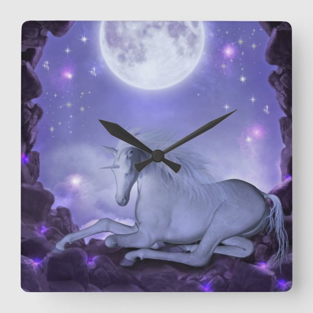 unicorn square wall clock (Front)