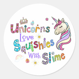 Unicorn Squishies Slime Classic Round Sticker