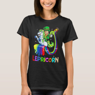 Unicorn St Patricks Day Leprechaun Lepricorn Rainb T-Shirt