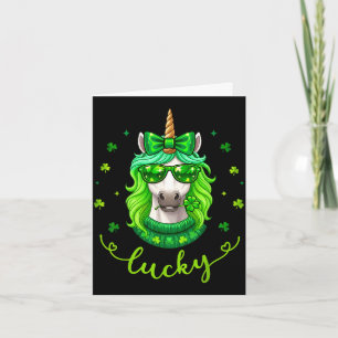 Unicorn st patricks day toddler girls kid shamrock card