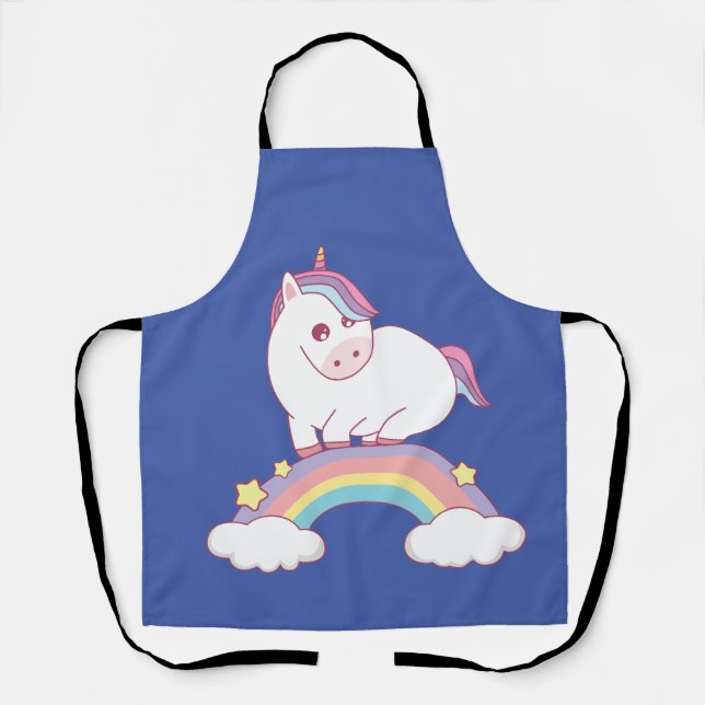 unicorn standing on rainbow  apron (Front)