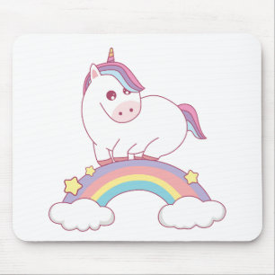 unicorn standing on rainbow mouse pad