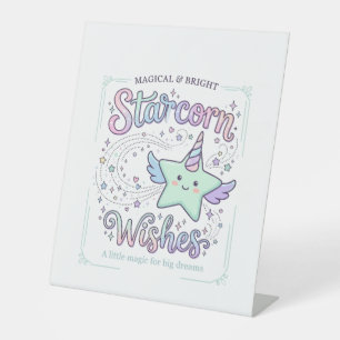 Unicorn Starcorn Wishes Adorable Apparel Graphic_1 Pedestal Sign