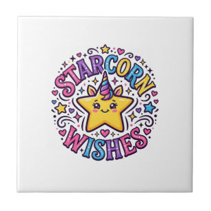 Unicorn Starcorn Wishes Commercial Print on Demand Ceramic Tile