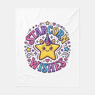 Unicorn Starcorn Wishes Commercial Print on Demand Fleece Blanket