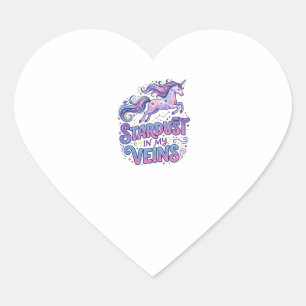 Unicorn Stardust in My Veins Retro Style Cute Gift Heart Sticker
