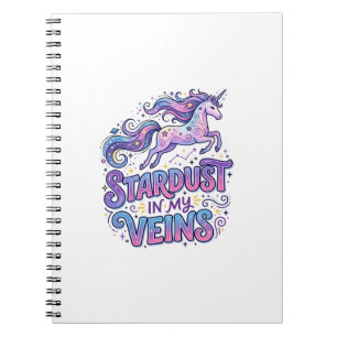 Unicorn Stardust in My Veins Retro Style Cute Gift Notebook