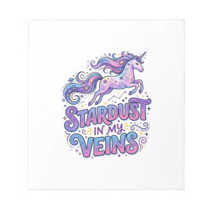 Unicorn Stardust in My Veins Retro Style Cute Gift Notepad