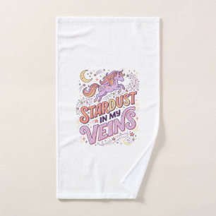 Unicorn Stardust in My Veins Whimsical Merch Desig Hand Towel