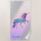 Unicorn, Stars,Silver Glitter Bokeh - Personalised