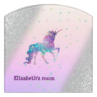 Unicorn, Stars,Silver Glitter Bokeh - Personalised