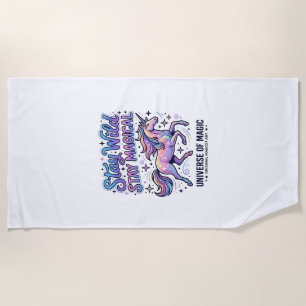 Unicorn Stay Wild Stay Magical Commercial Typograp Beach Towel