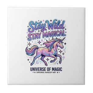 Unicorn Stay Wild Stay Magical Commercial Typograp Ceramic Tile