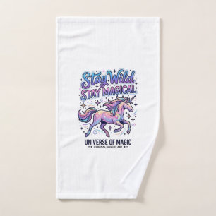 Unicorn Stay Wild Stay Magical Commercial Typograp Hand Towel