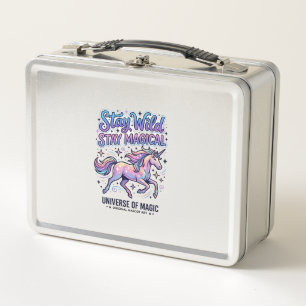 Unicorn Stay Wild Stay Magical Commercial Typograp Metal Lunch Box
