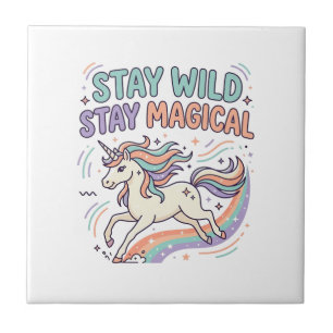 Unicorn Stay Wild Stay Magical Trendy Product Grap Ceramic Tile