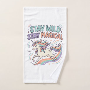 Unicorn Stay Wild Stay Magical Trendy Product Grap Hand Towel