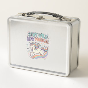 Unicorn Stay Wild Stay Magical Trendy Product Grap Metal Lunch Box