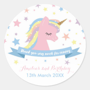 Unicorn stickers - birthday favour stickers