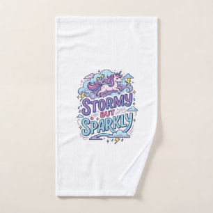 Unicorn Stormy but Sparkly Retro Style Cute Gift D Hand Towel