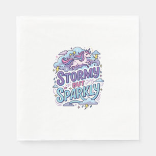 Unicorn Stormy but Sparkly Retro Style Cute Gift D Napkin