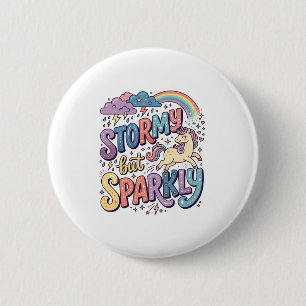 Unicorn Stormy but Sparkly Whimsical Merch Design_ 6 Cm Round Badge