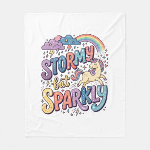 Unicorn Stormy but Sparkly Whimsical Merch Design_ Fleece Blanket