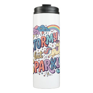 Unicorn Stormy but Sparkly Whimsical Merch Design_ Thermal Tumbler