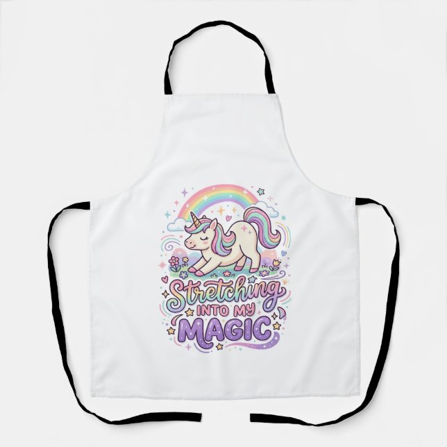Unicorn Stretching Into My Magic Bold Typography S Apron (Front)