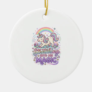 Unicorn Stretching Into My Magic Bold Typography S Ceramic Ornament